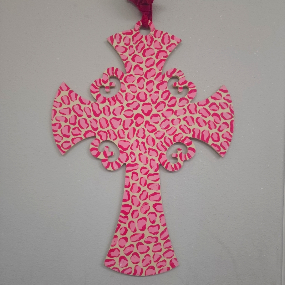 Large pink leopard  cross